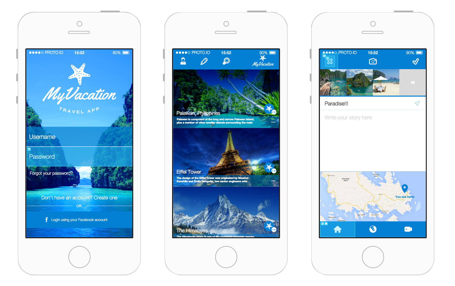 my vacation app prototyping